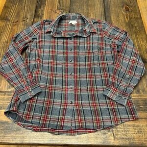 LL Bean Mens Plaid Flannel Shirt Slightly Fitted Long Sleeve Button Up Size L